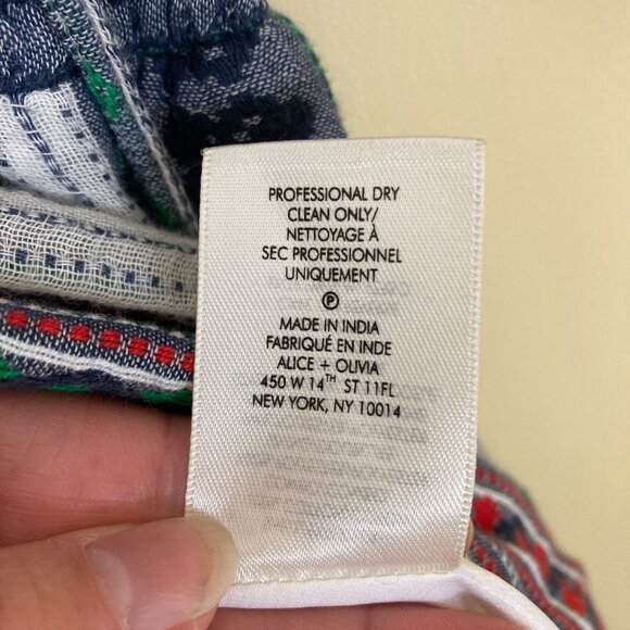 Alice + Olivia Dress Womens 8 FLAWED Nance Smocked Waist Embroidered Boho - Picture 13 of 13